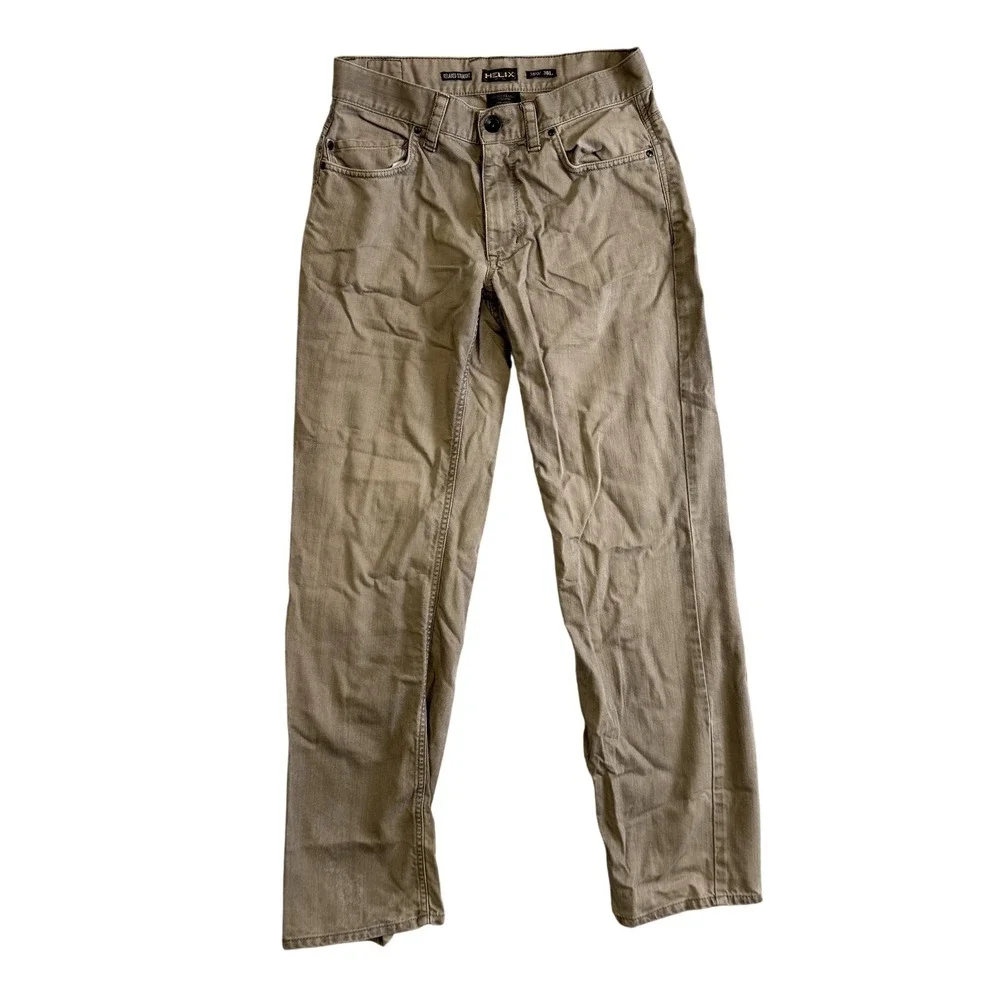 Helix N56 Jeans Mens 30x30 Khaki Beige Relaxed Straight Cotton Denim Pants